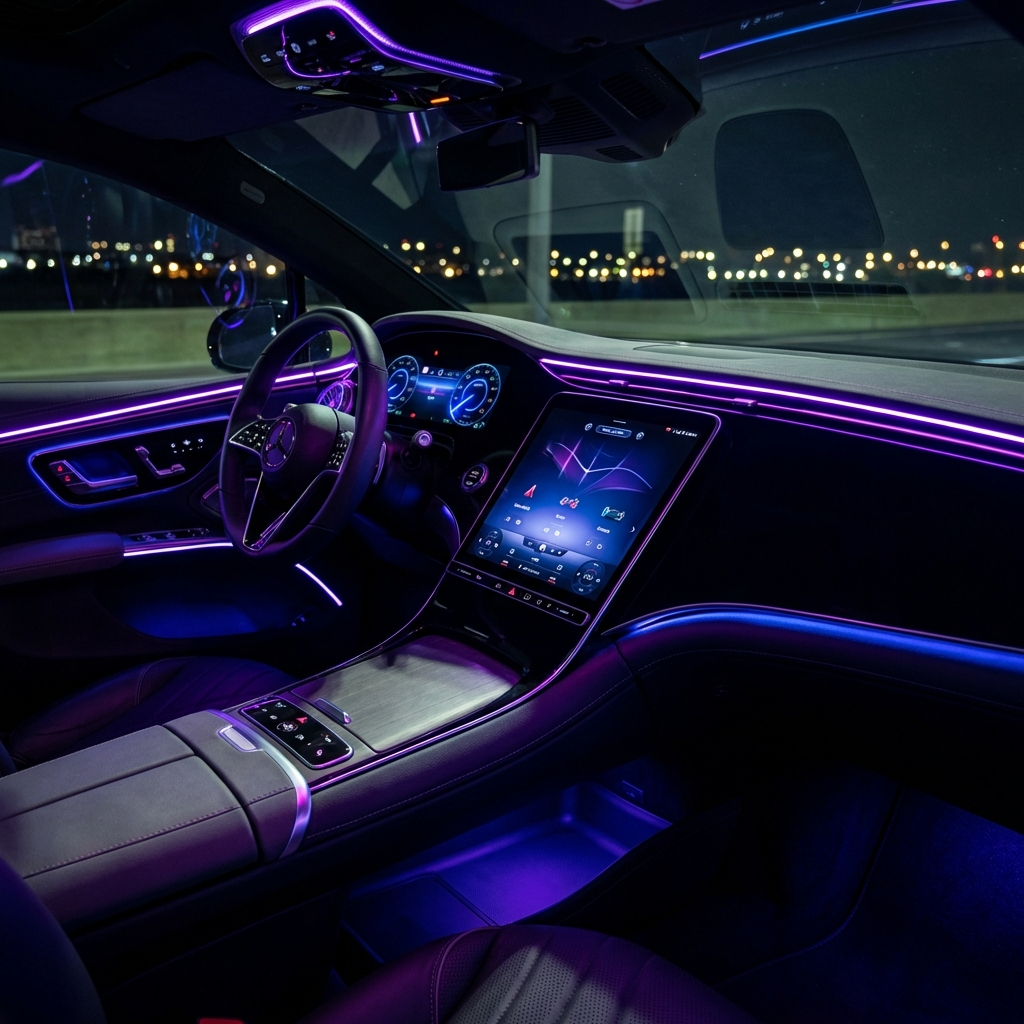 Premium Car Interior with Ambient Lighting
